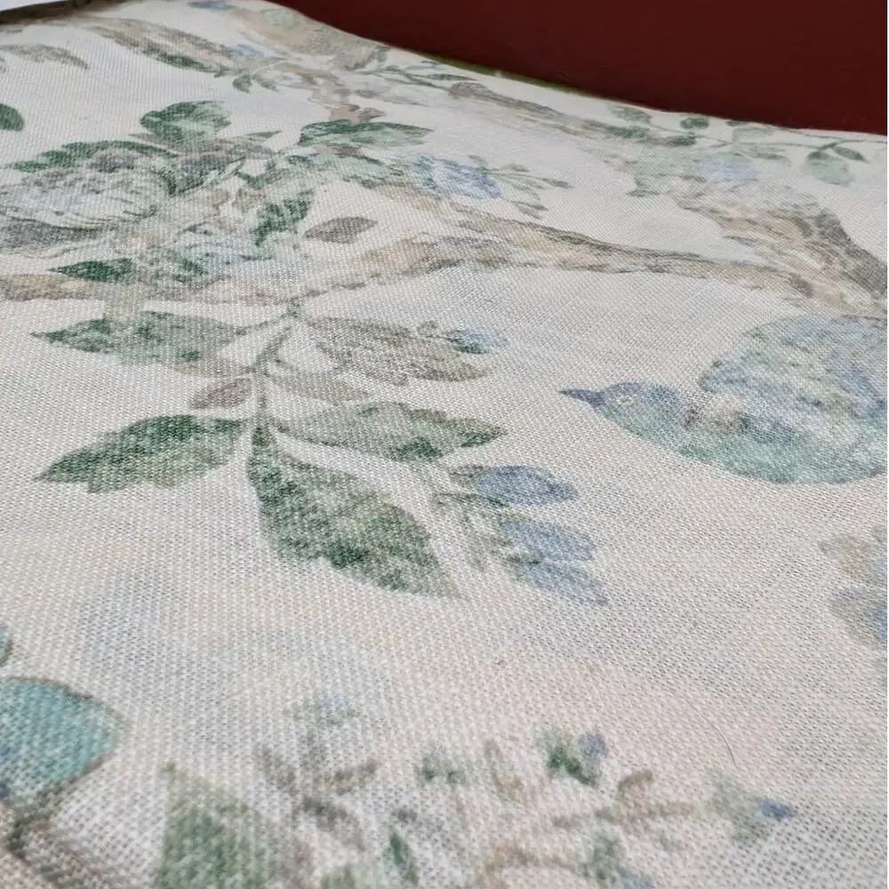Linen Floral Bird Curtains Set of Two 38x84 Avian Rod Pocket Linen Blend